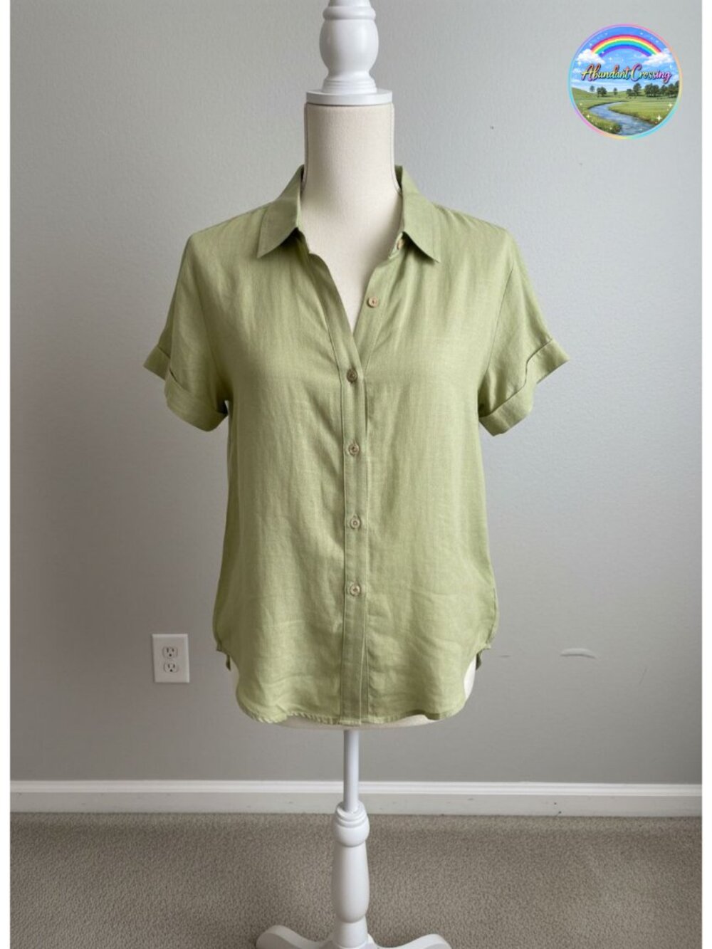 Linen Short Sleeve Button Down Blouse Women Vacation Beach Top
